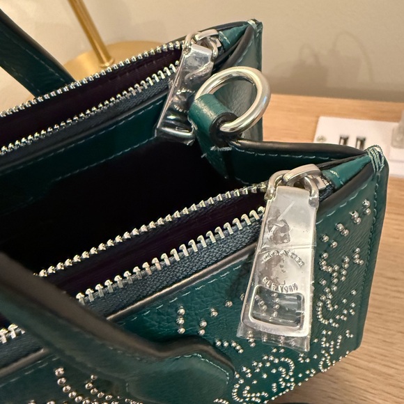 NWT COACH Shoulder Bag Signature Rivet Nina Small Tote Bag Emerald GREEN - Picture 13 of 13